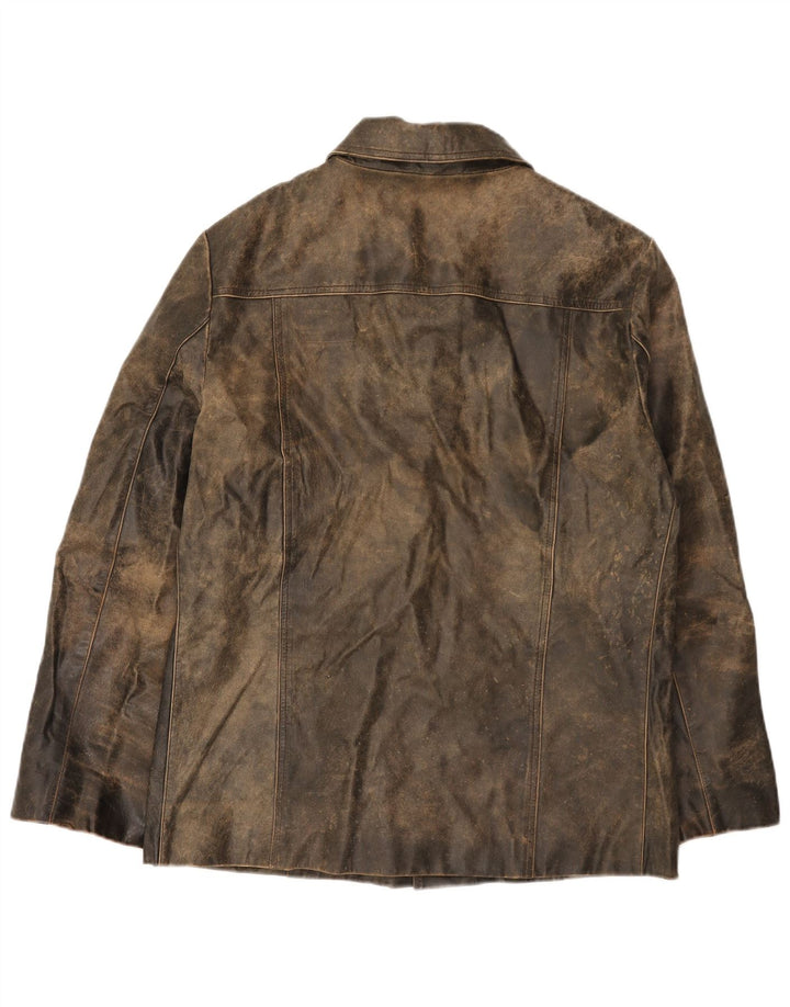 Giacca in pelle da uomo River Island UK 38 Marrone medio