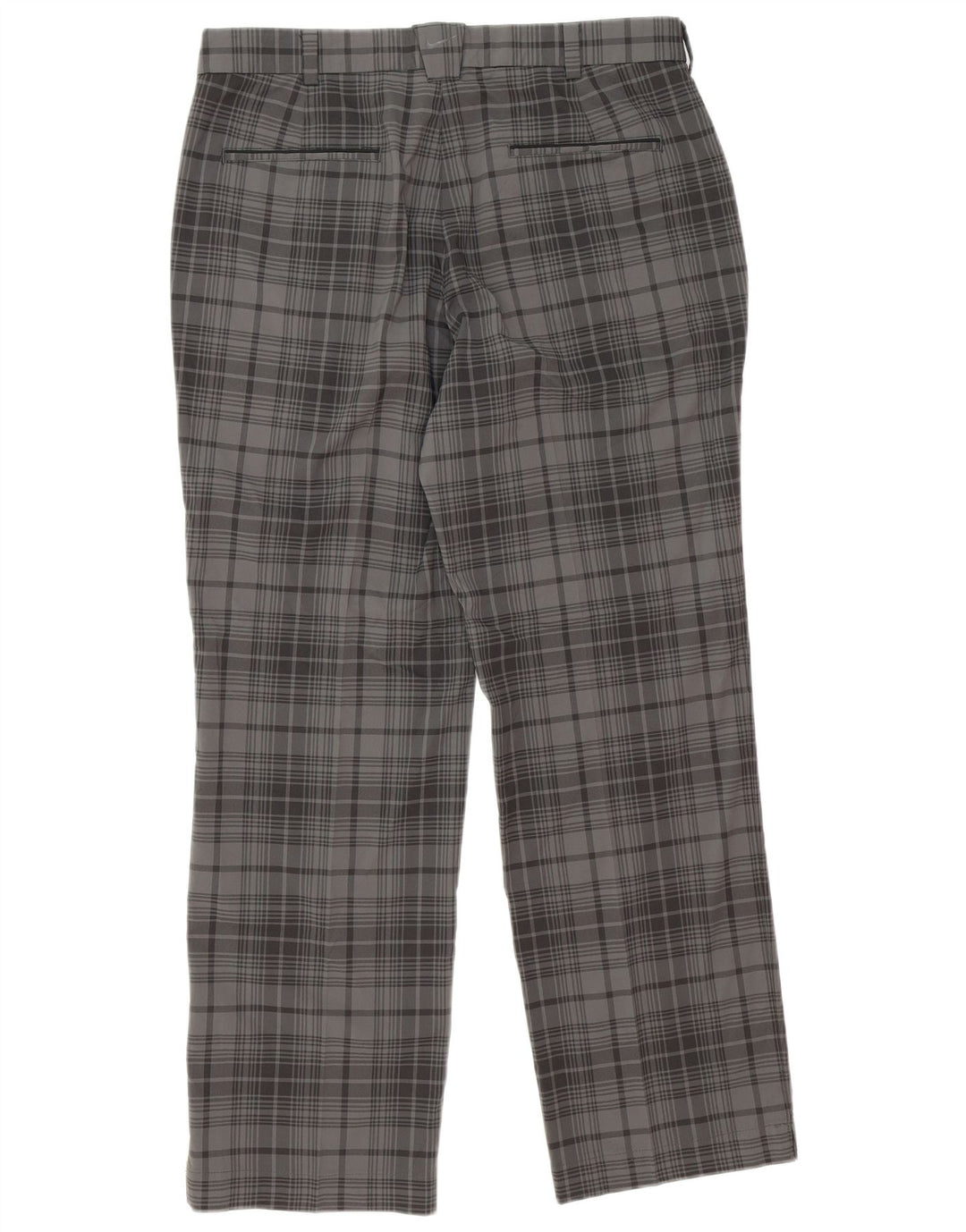 Pantaloni chino dritti Nike Dri Fit da uomo W34 L31 poliestere a quadri grigi