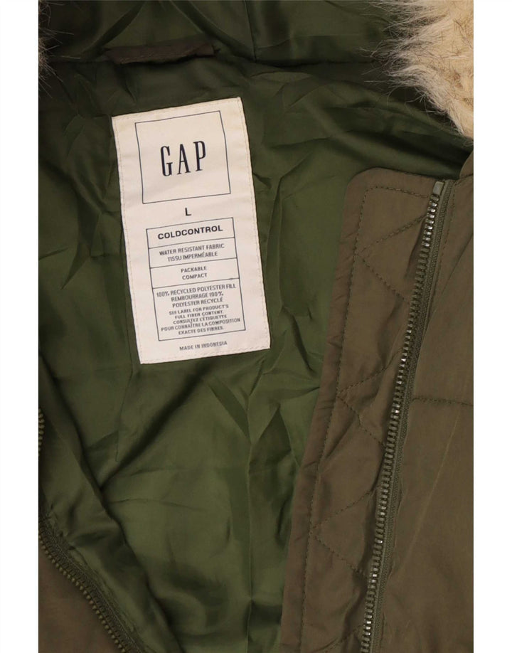Cappotto imbottito con cappuccio da uomo Gap UK 40 grande poliestere kaki
