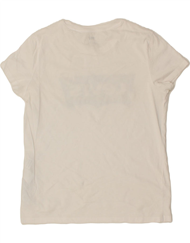 LEVI'S Womens Graphic T-Shirt Top UK 12 Medium White Cotton Vintage Levi's and Second-Hand Levi's from Messina Hembry 