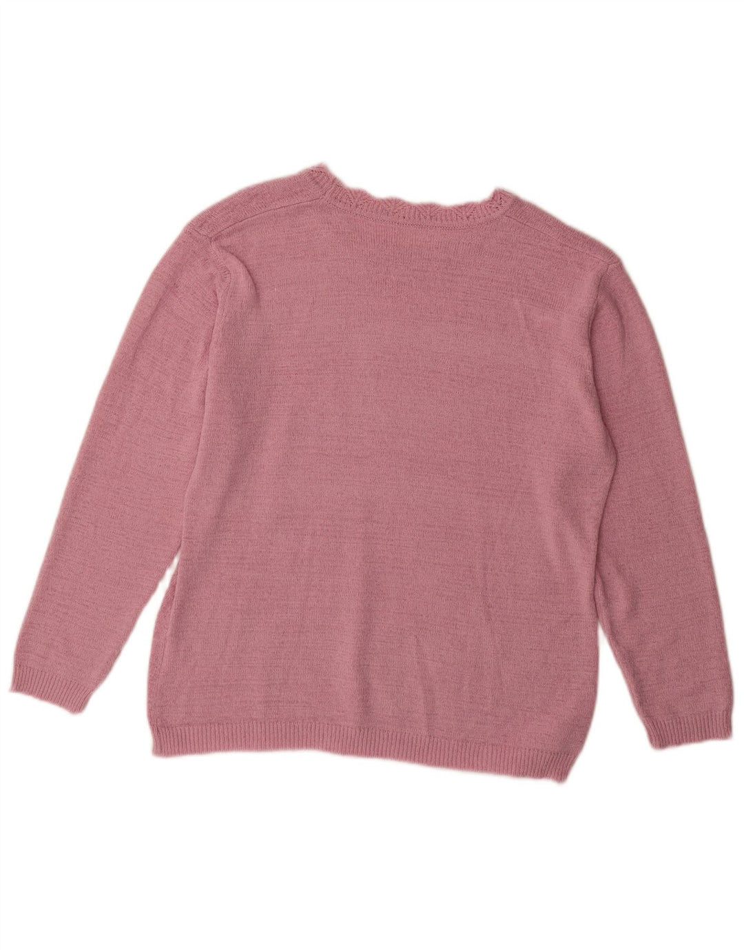 Maglione maglione con scollo a barca da donna VINTAGE UK 14 grande cotone floreale rosa