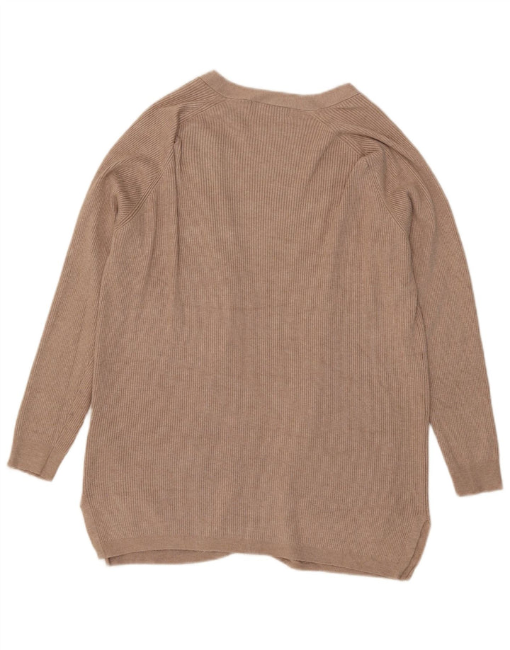 Maglione cardigan aperto da donna Marks & Spencer UK 14 Viscosa beige medio