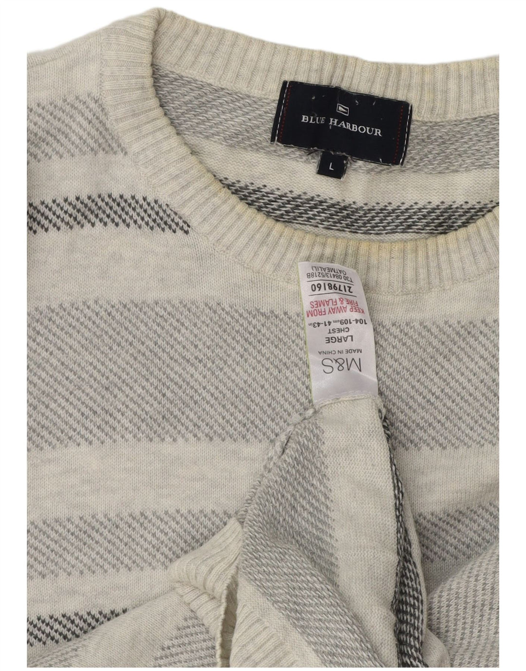 Maglione maglione girocollo da uomo Marks & Spencer blu Harbour grande grigio