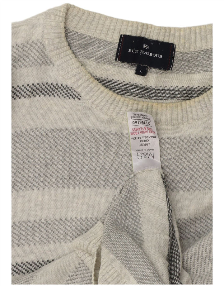 Maglione maglione girocollo da uomo Marks & Spencer blu Harbour grande grigio