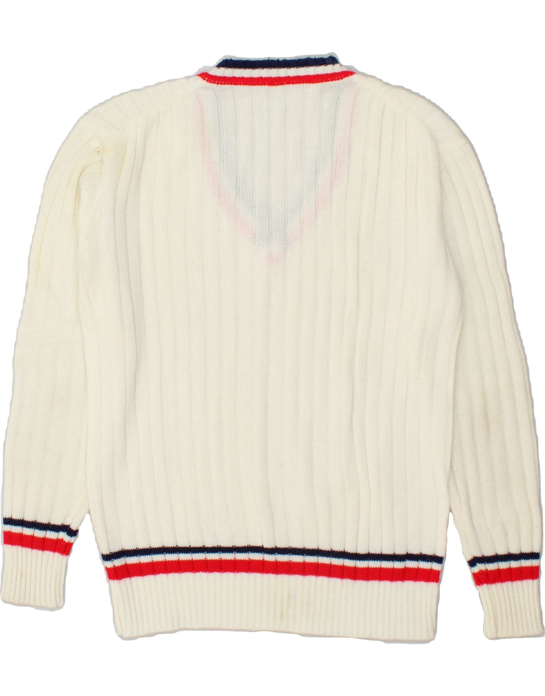 MAJESTIC Maglione da uomo con scollo a V grande acrilico bianco sporco