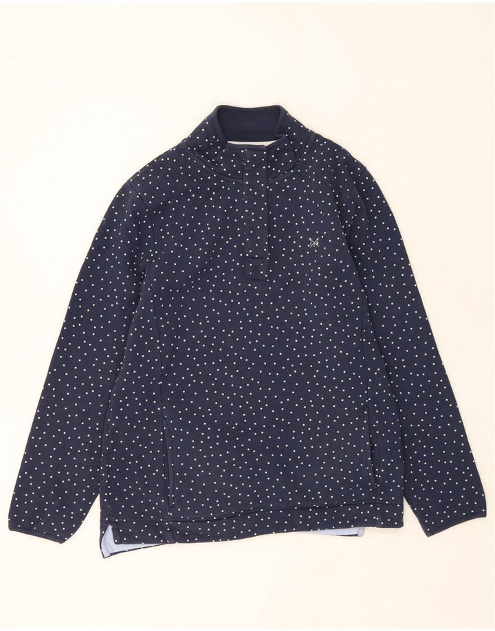 Crew Clothing Felpa da donna Maglione UK 14 Large Blu Navy maculato
