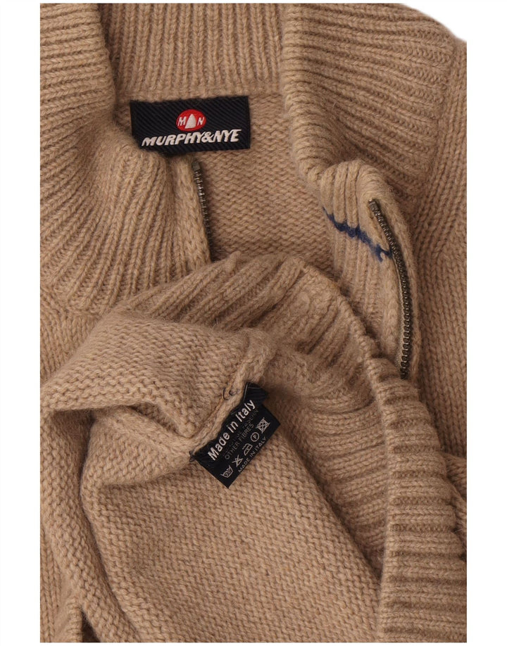 Maglione da uomo con collo con zip Murphy & Nye 2XL Lana beige