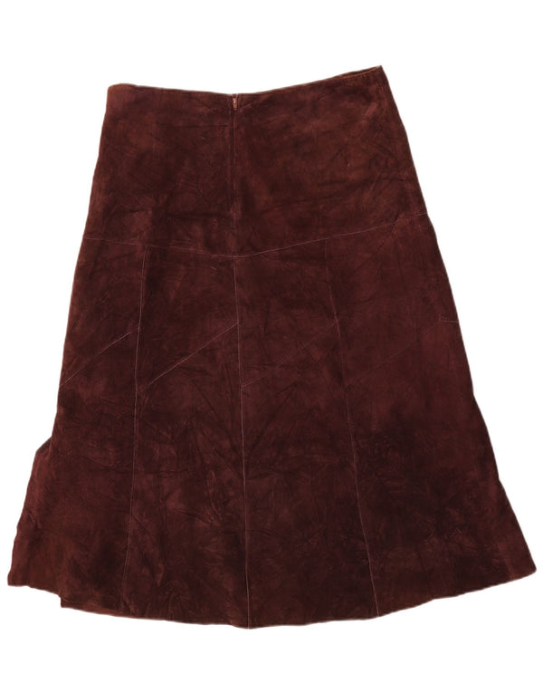 Gonna a trapezio in pelle scamosciata da donna Oasis UK 14 Media W34 Pelle bordeaux