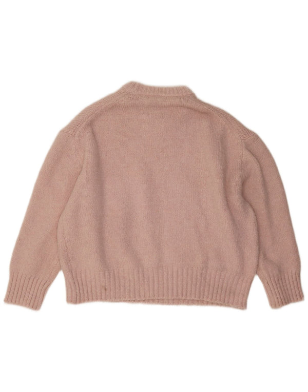 Maglione corto girocollo oversize da donna Zara UK 16 Large Rosa