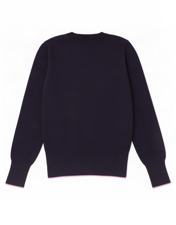 Maglione da donna con scollo a V Fred Perry UK 8 Small Lana blu navy