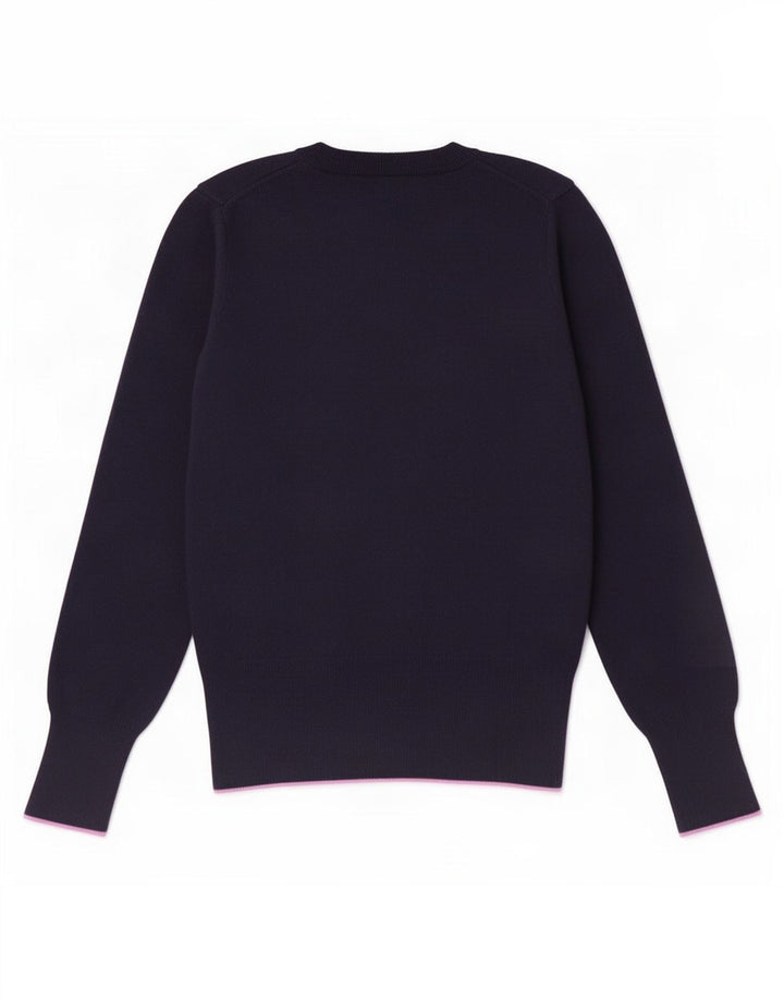 Maglione da donna con scollo a V Fred Perry UK 8 Small Lana blu navy