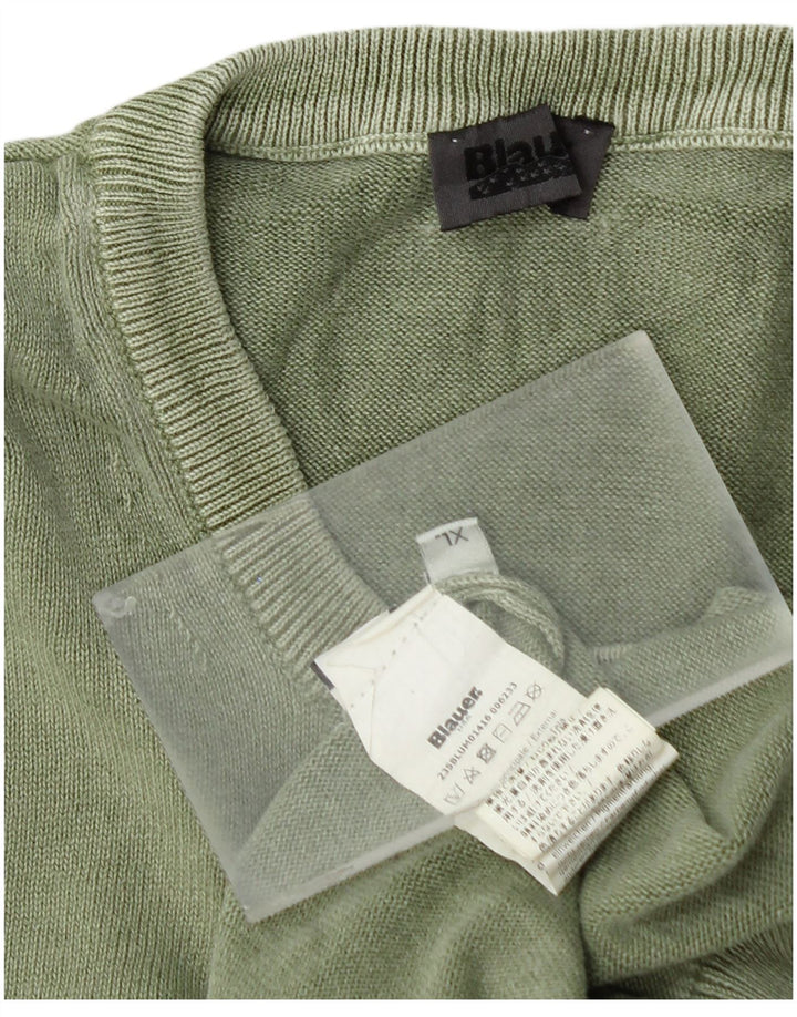 Maglione maglione girocollo da uomo Blauer XL in cotone verde