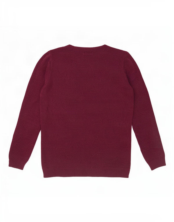 Maglione maglione con scollo a V da uomo Fat Face UK 14 Grande cotone bordeaux