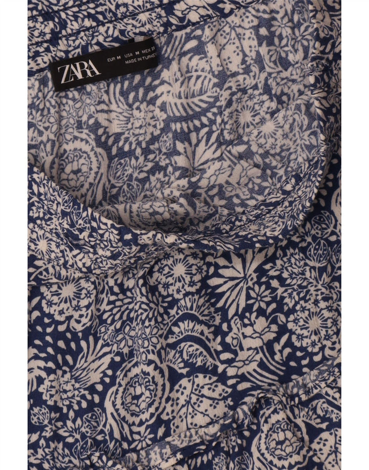 Pantaloncini a vita alta da donna Zara medi W28 blu floreale