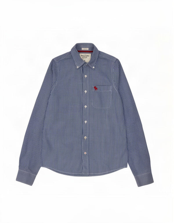 Camicia muscolare da uomo Abercrombie & Fitch piccola in cotone a quadretti blu