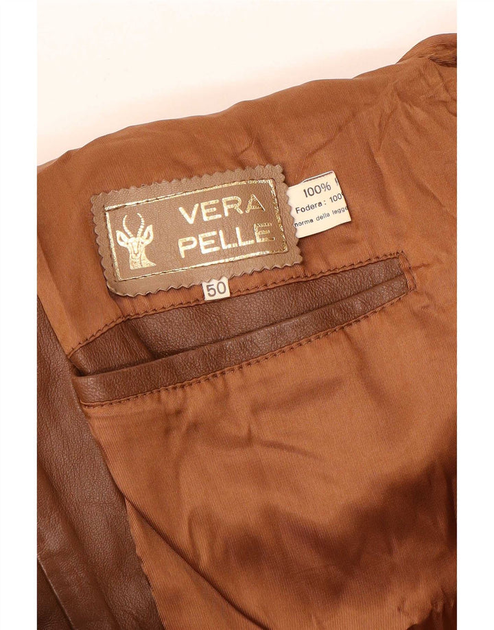 Giacca in pelle vintage da uomo IT 50 grande marrone