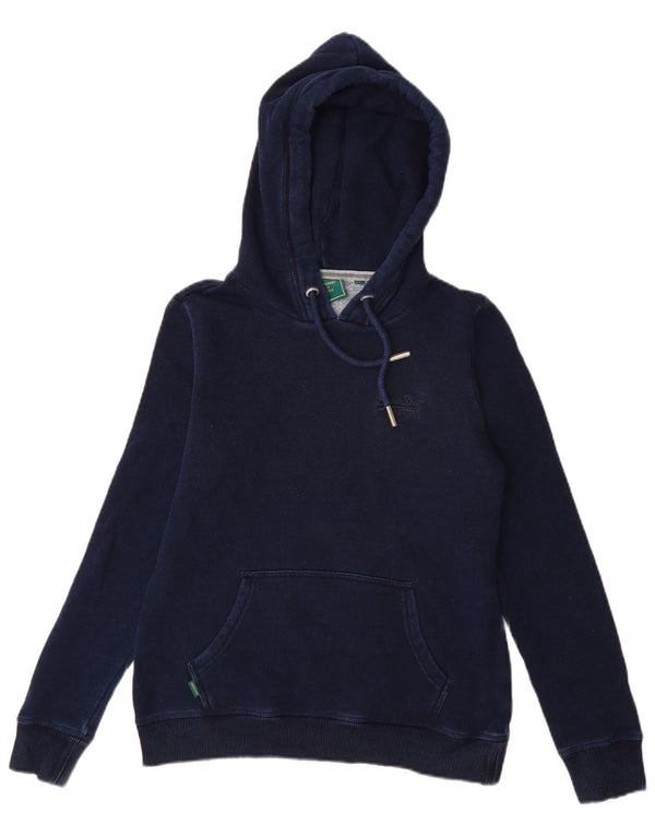 Felpa con cappuccio da donna SUPERDRY UK 8 Small in cotone blu navy