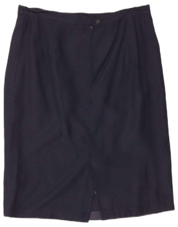 Luisa Spagnoli Womens High Waist Straight Skirt IT 48 XL W32  Navy Blue