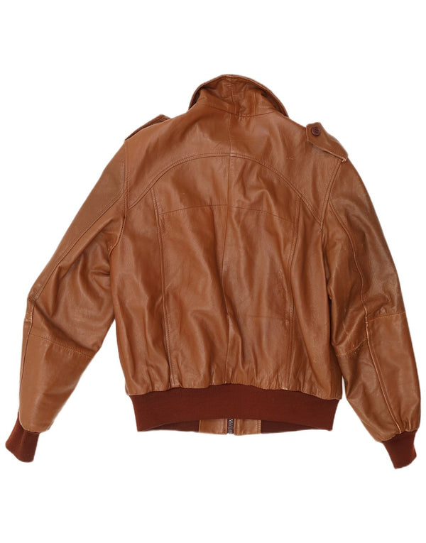 Giacca in pelle militare da uomo VINTAGE UK 40 grande in pelle marrone