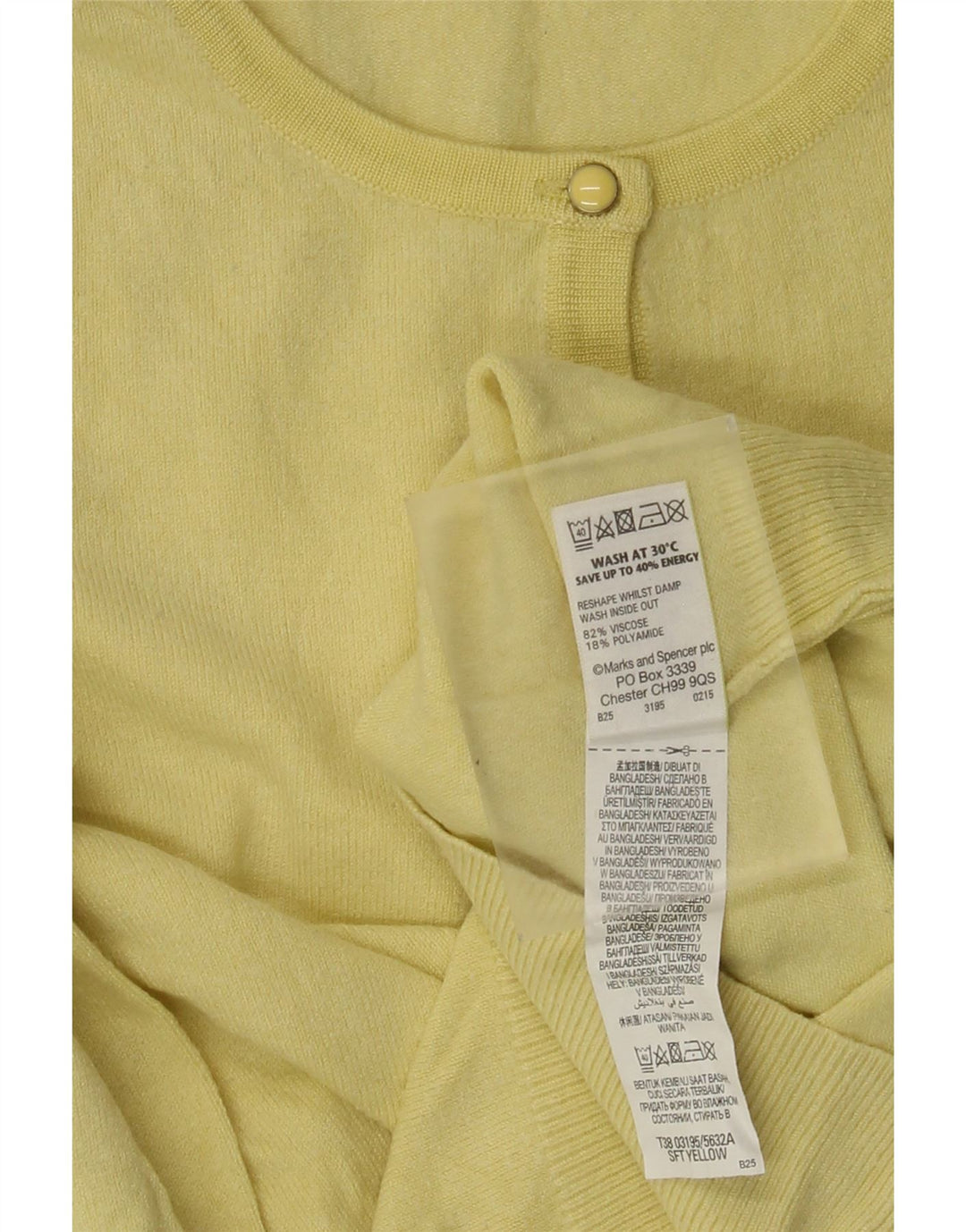 Maglione cardigan da donna Marks & Spencer UK 8 piccolo viscosa gialla