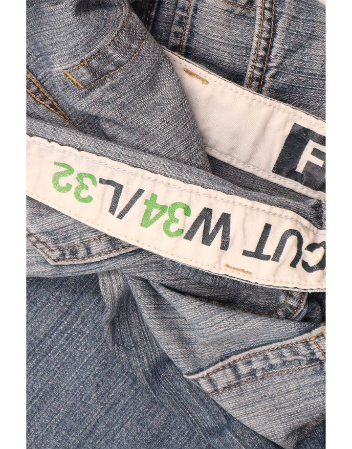 Fcuk Jeans bootcut da uomo W34 L32 Blu Cotone