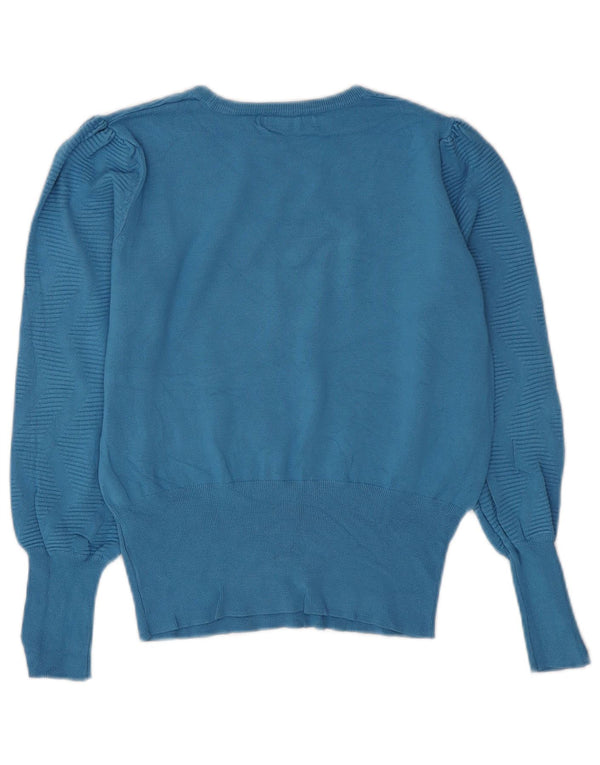 Maglione maglione con scollo a barca da donna Marks & Spencer UK 12 Chevron blu medio