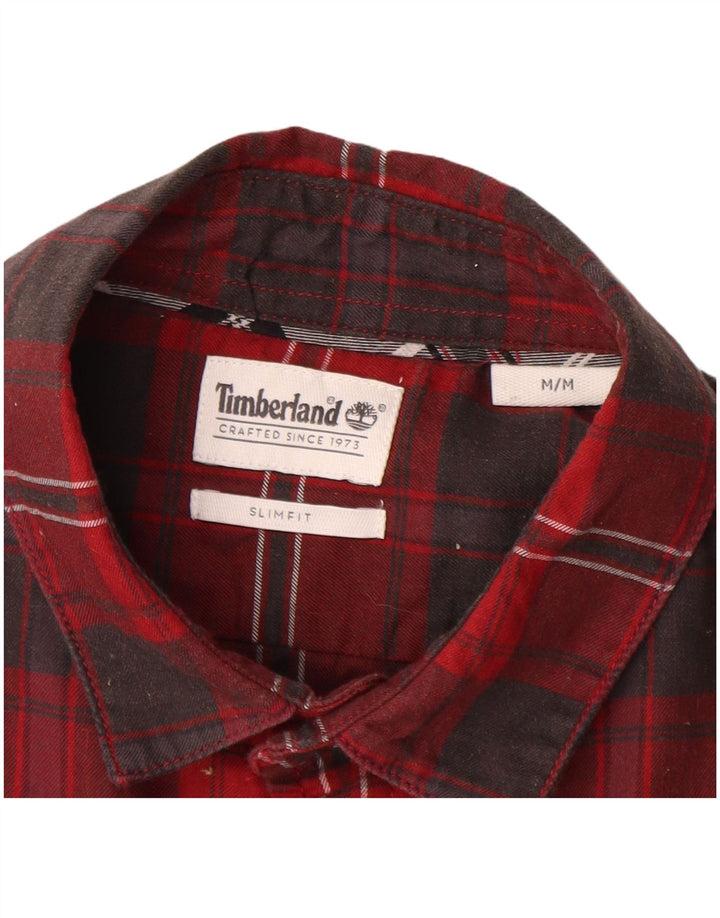 Camicia da uomo in flanella slim fit Timberland in cotone a quadri rosso medio