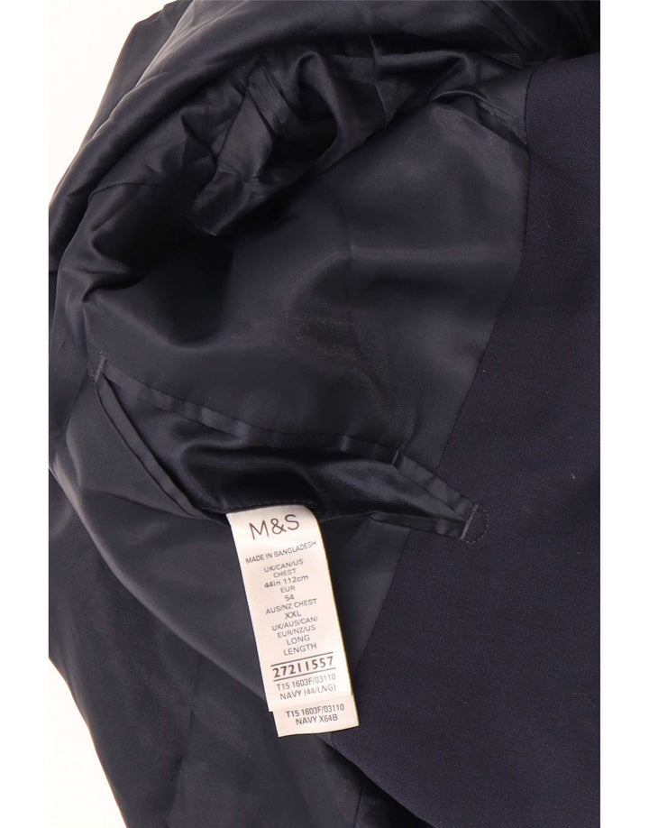 Giacca blazer a 2 bottoni da uomo Marks & Spencer UK 44 XL poliestere blu navy