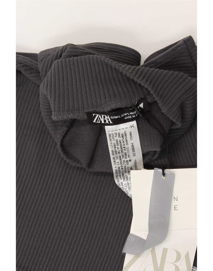 Canotta corta da donna Zara UK 12 Poliammide grigio medio