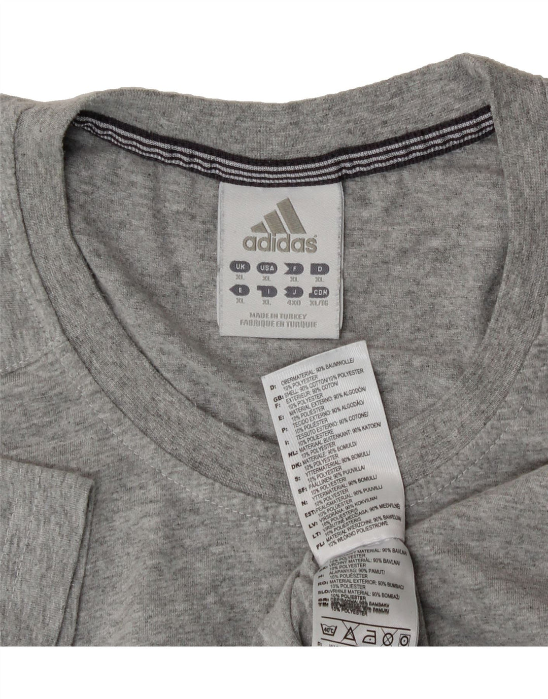 ADIDAS Mens Graphic T-Shirt Top XL Grey Cotton Vintage Adidas and Second-Hand Adidas from Messina Hembry 