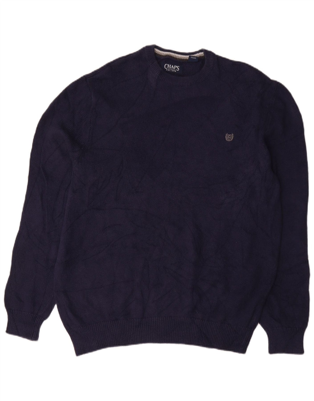 Chaps Uomo Maglione Girocollo Maglione Grande Cotone Blu Navy
