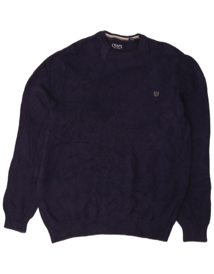 Chaps Uomo Maglione Girocollo Maglione Grande Cotone Blu Navy