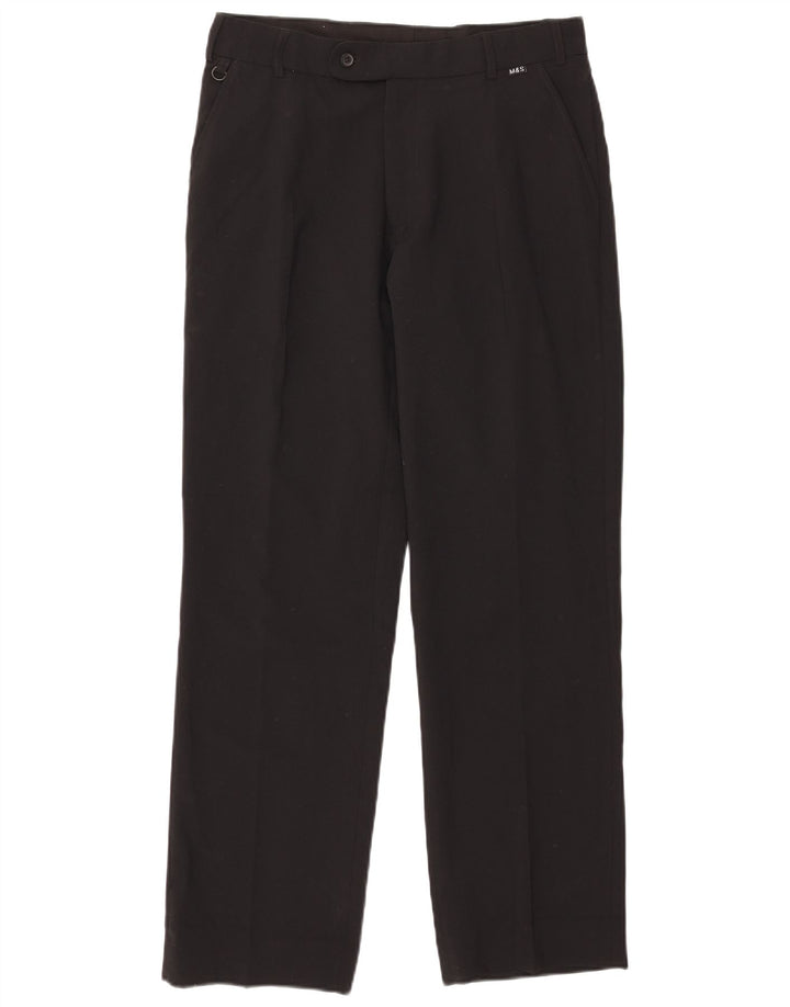 Pantaloni da abito dritti da donna Marks & Spencer W32 L31 poliestere nero