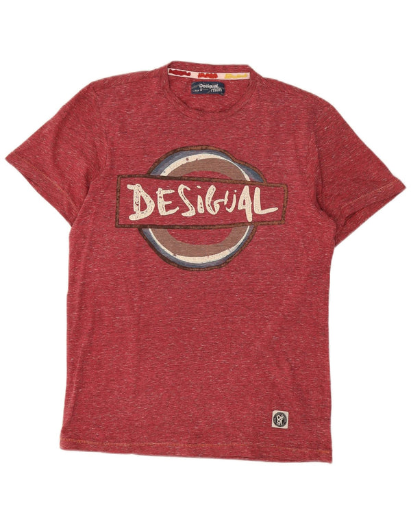 Desigual Maglietta grafica da uomo Top Small Maroon Flecked