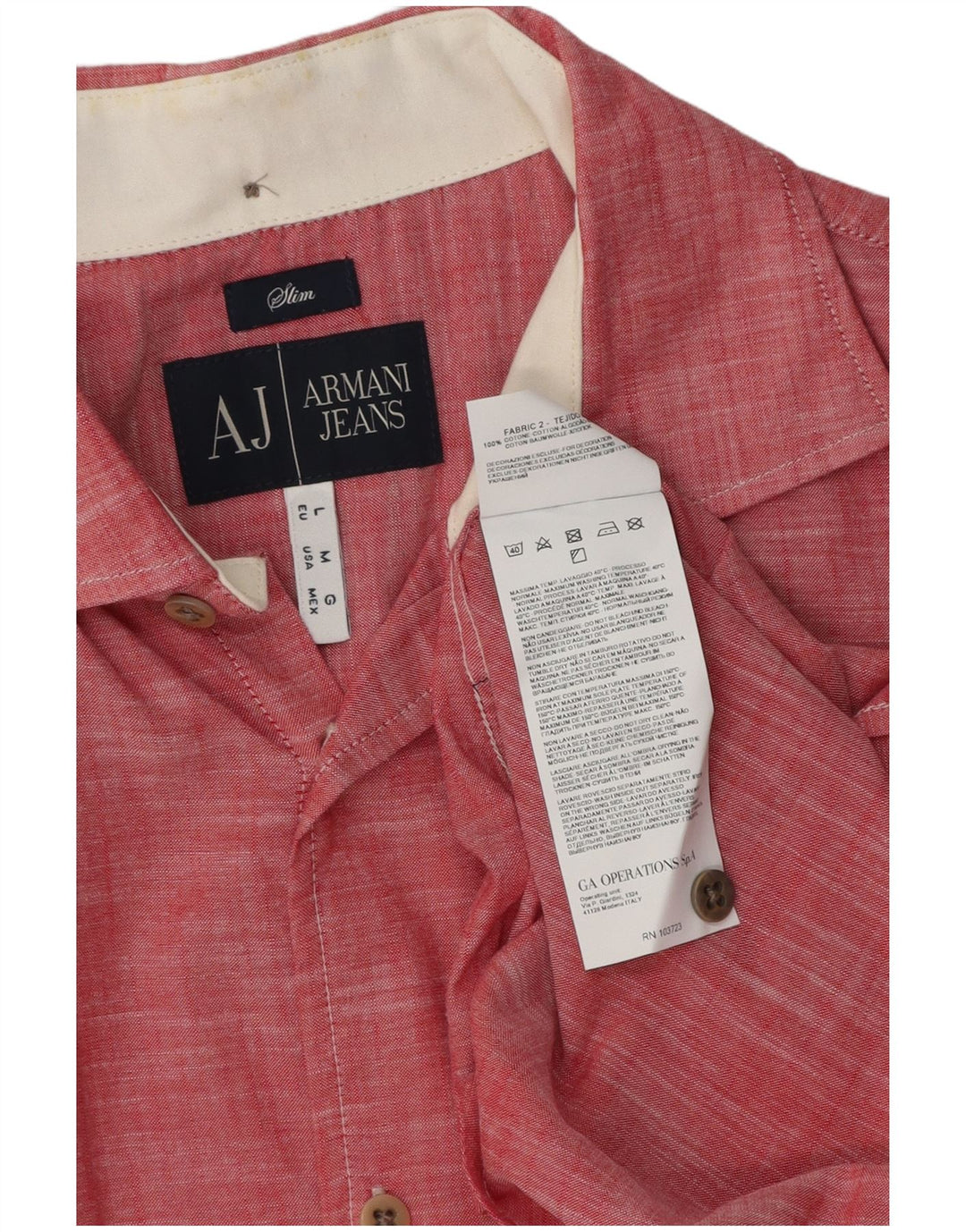 Camicia Armani Jeans da uomo slim fit in cotone mélange rosso medio