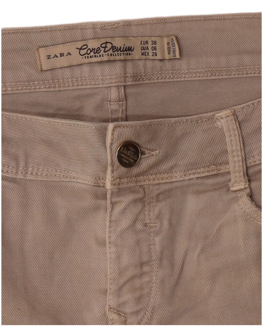 ZARA Womens Denim Shorts EU 38 Small W28  Beige
