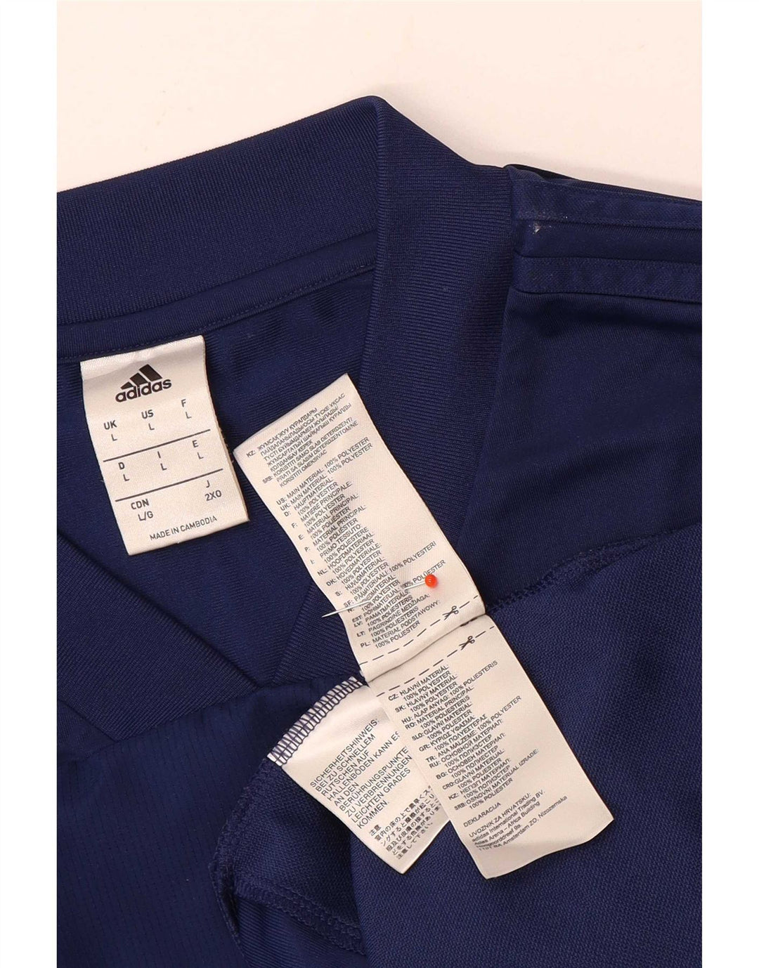 Top Adidas da uomo a manica lunga grande in poliestere blu navy