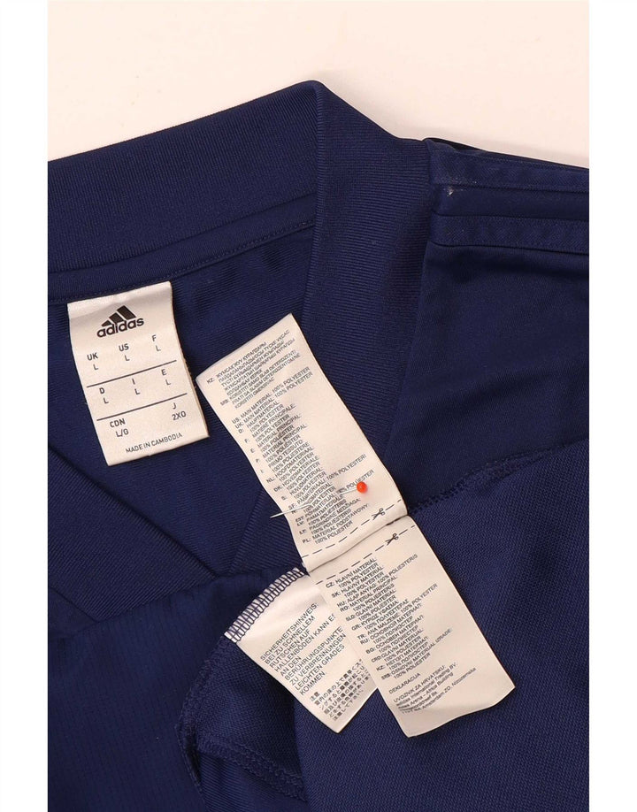 Top Adidas da uomo a manica lunga grande in poliestere blu navy