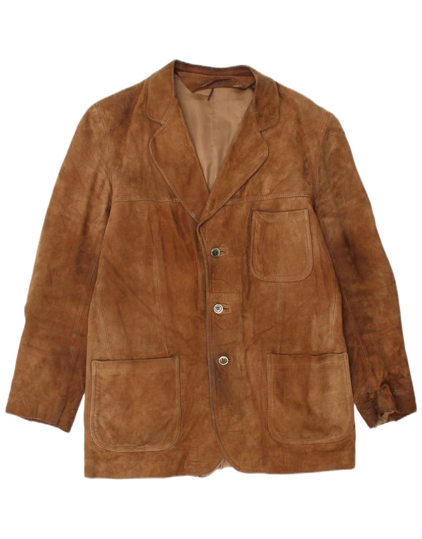 Giacca vintage in pelle scamosciata da uomo UK 36 piccola in pelle marrone