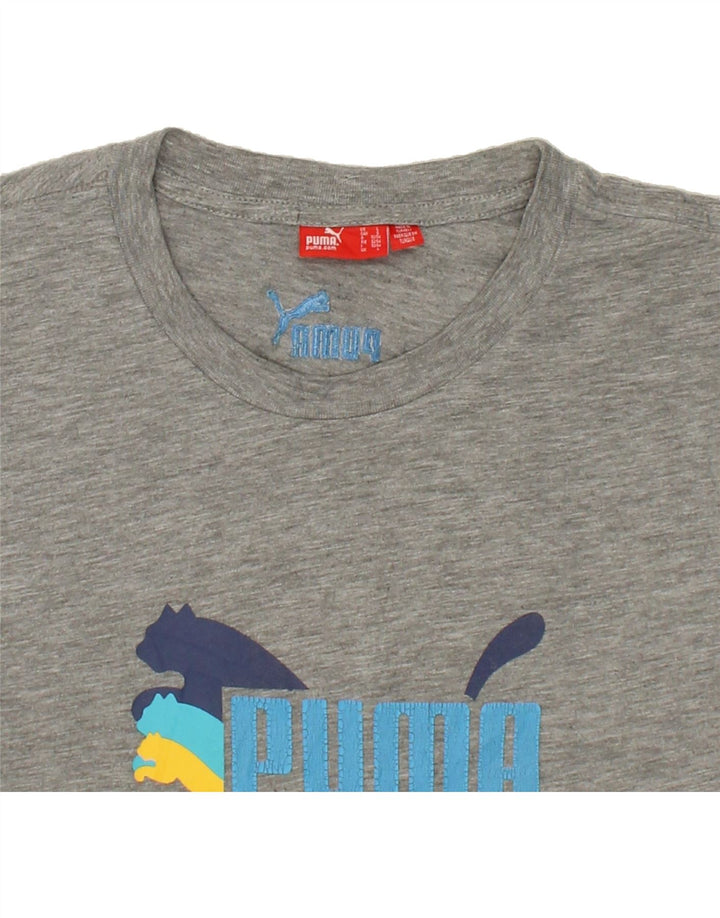 PUMA Mens Graphic T-Shirt Top Large Grey Vintage Puma and Second-Hand Puma from Messina Hembry 