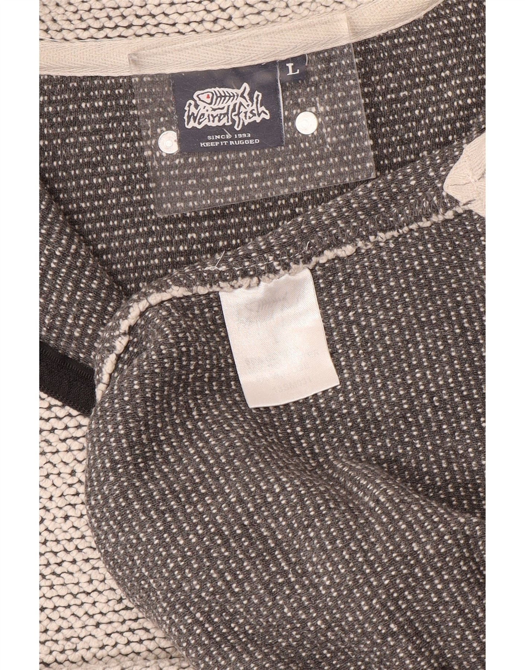 WEIRD FISH Felpa da uomo con collo con zip, maglione grande, cotone grigio