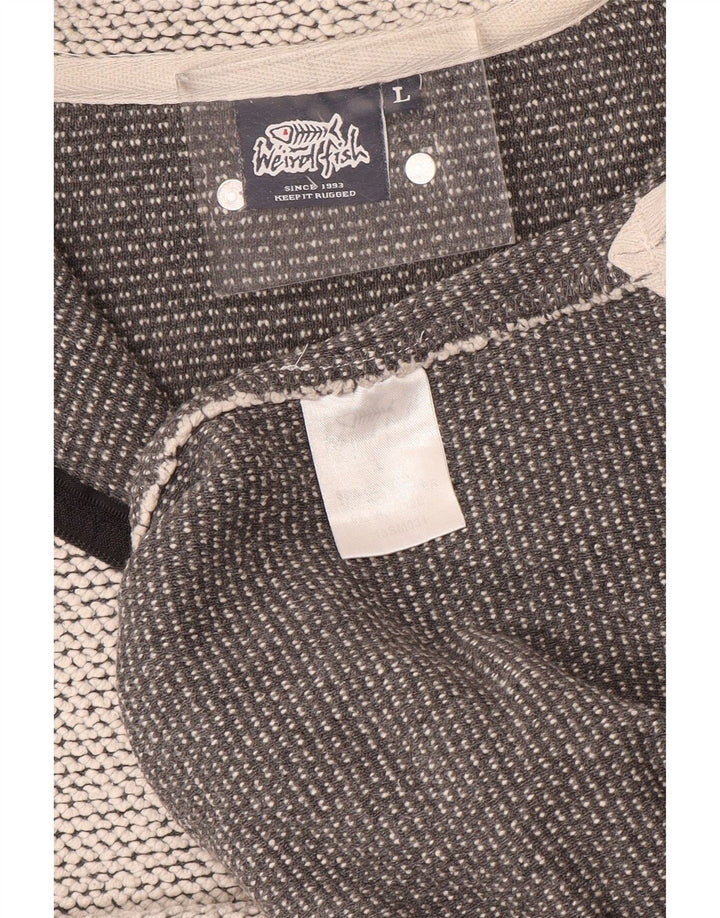 WEIRD FISH Felpa da uomo con collo con zip, maglione grande, cotone grigio