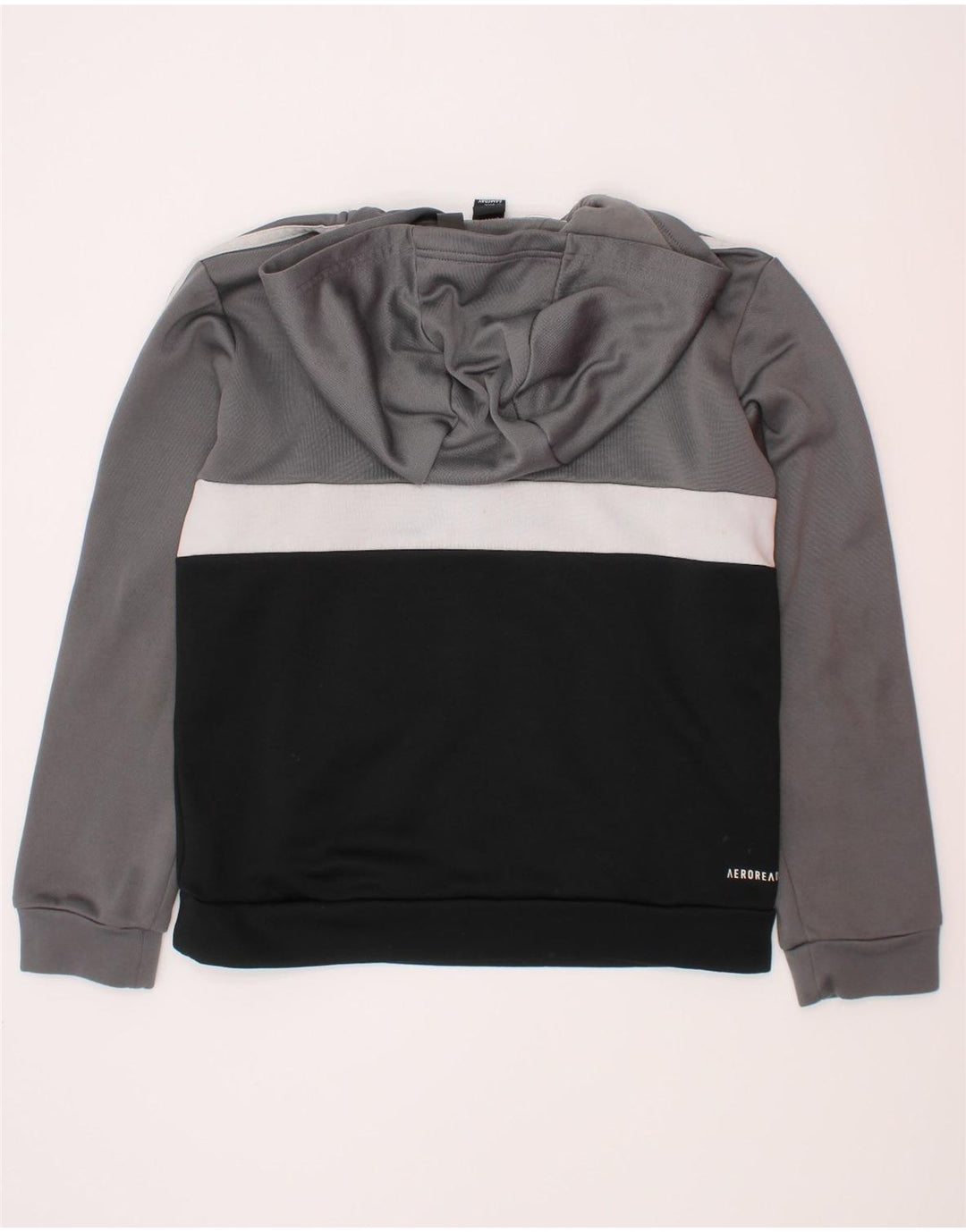 Felpa con cappuccio da ragazzo Adidas 9-10 anni in poliestere color block grigio