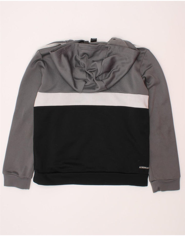 Felpa con cappuccio da ragazzo Adidas 9-10 anni in poliestere color block grigio