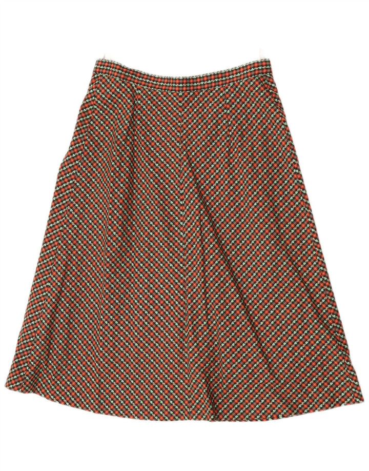 Gonna a trapezio da donna vintage W28 a quadri multicolore medio