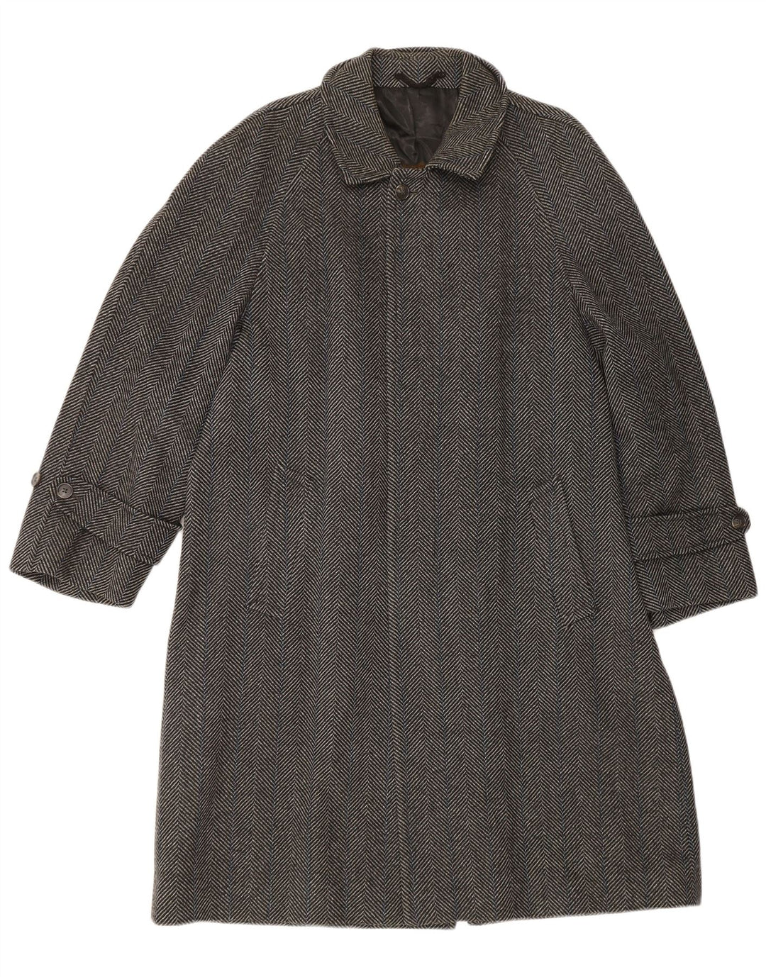 Soprabito vintage da uomo IT 50 grande in lana spinata grigia