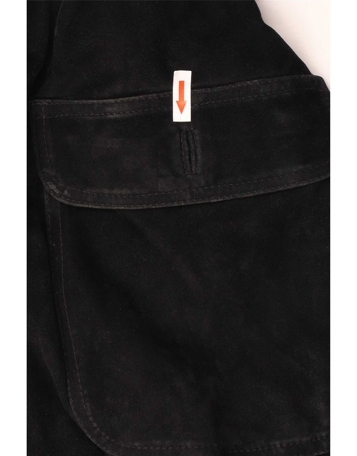 Giubbotto bomber vintage in pelle scamosciata da uomo IT 48 in pelle nera media