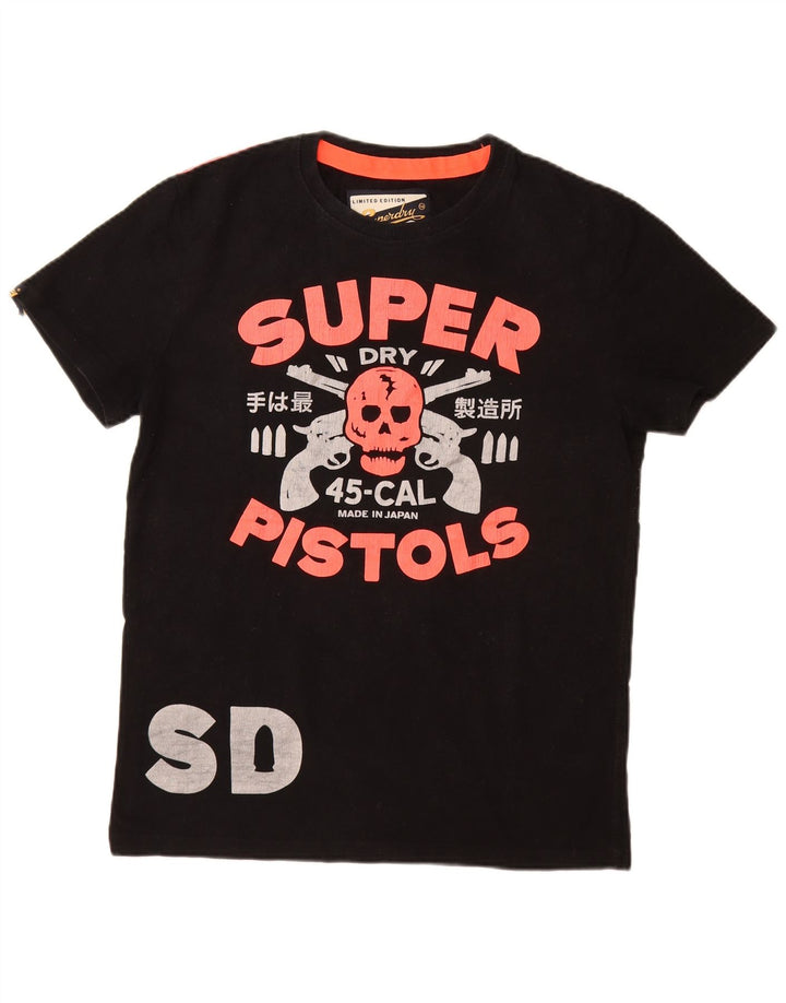 T-shirt grafica da uomo SUPERDRY Top grande in cotone nero