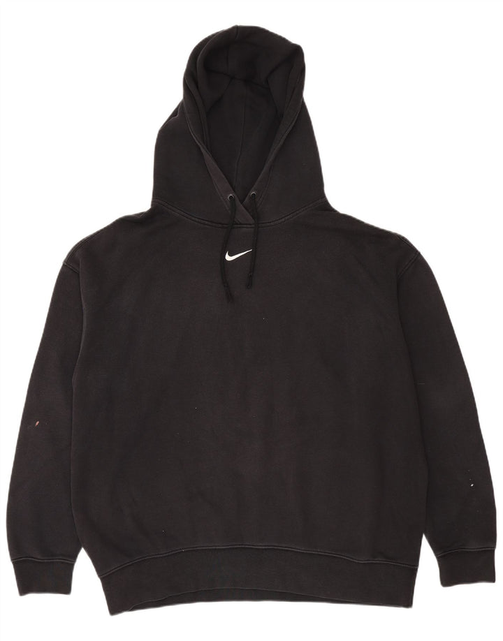 NIKE Womens Oversized Hoodie Jumper UK 14 Medium Black Cotton