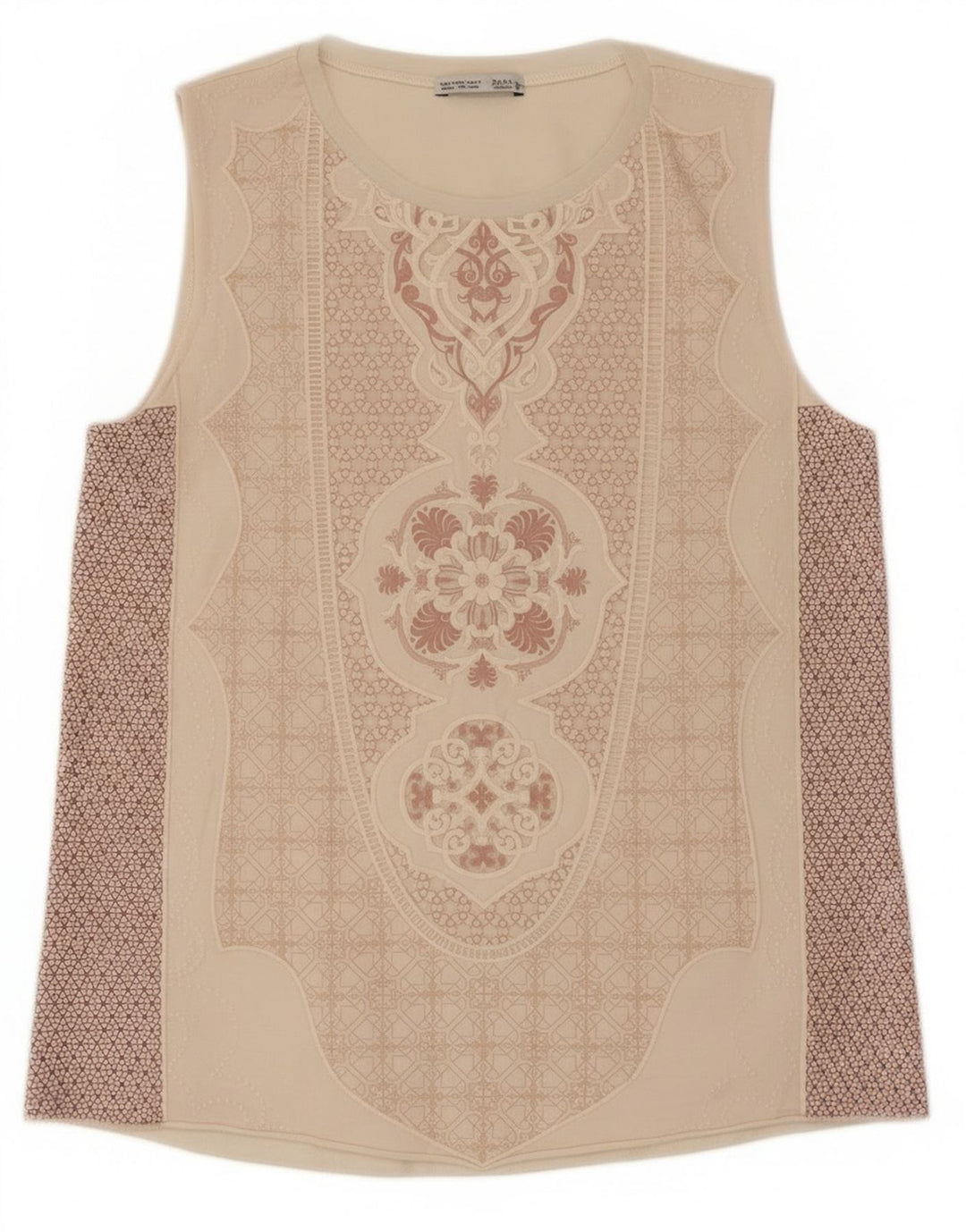 Canotta Zara da donna con motivo astratto UK 8 piccola in poliestere beige